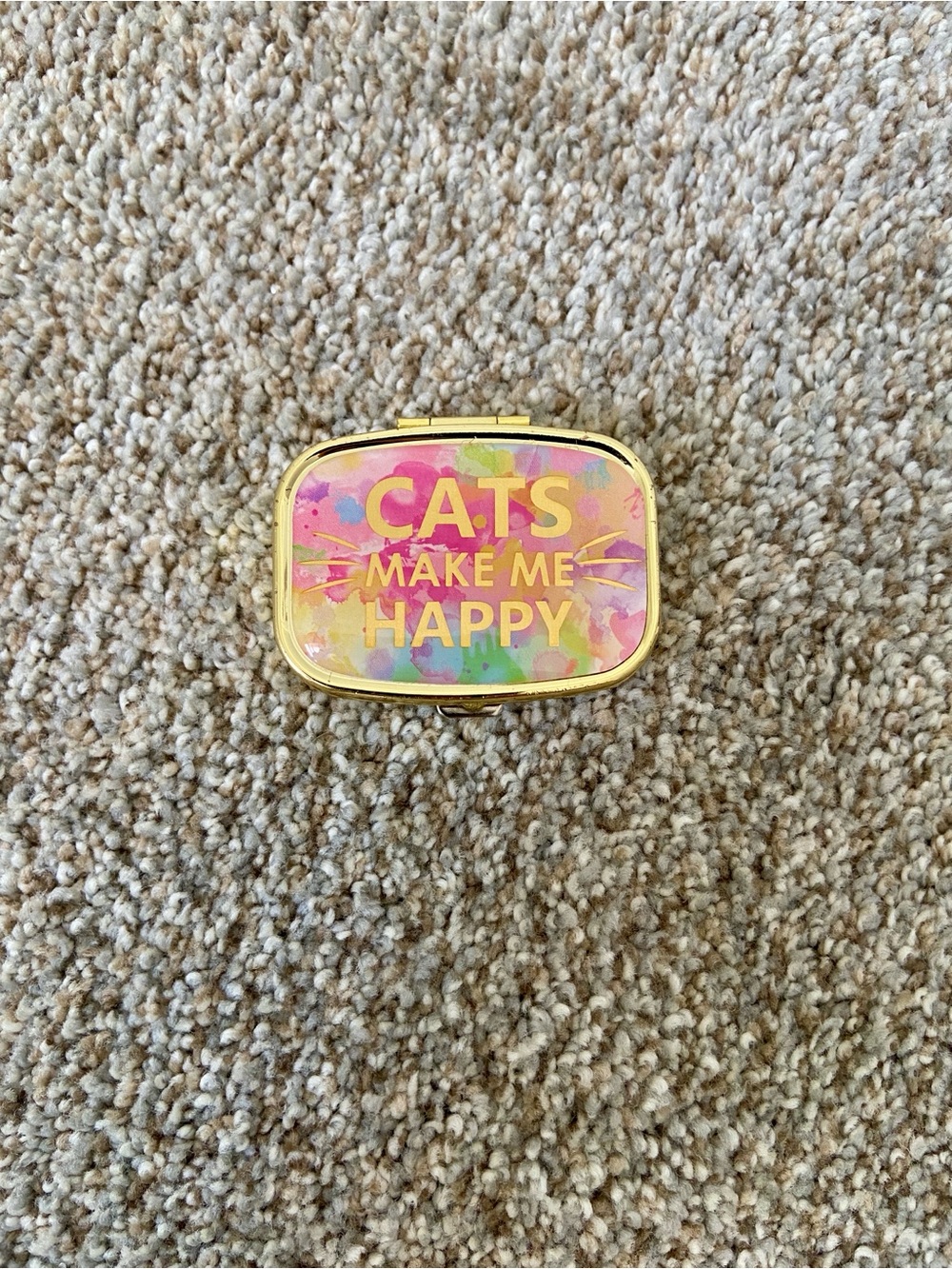Charming Charlie "Cats Make Me Happy" compact pill box